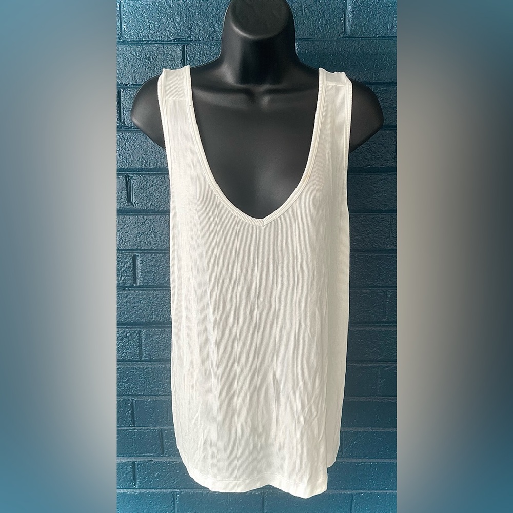 White Sleeveless Ribbed Top